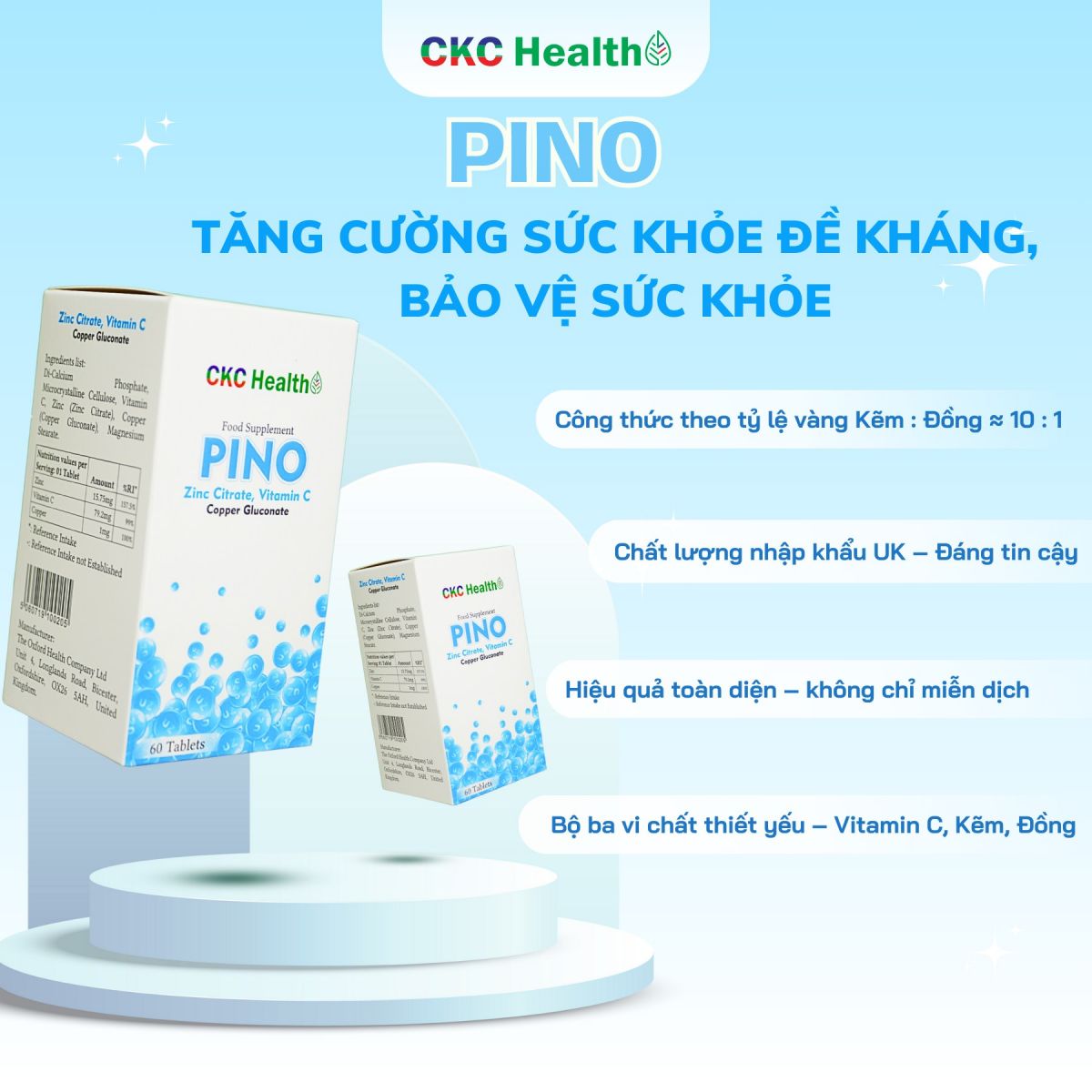 VIÊN UỐNG PINO - CKC HEALTH HỖ TRỢ TĂNG CƯỜNG ĐỀ KHÁNG MIỄN DỊCH